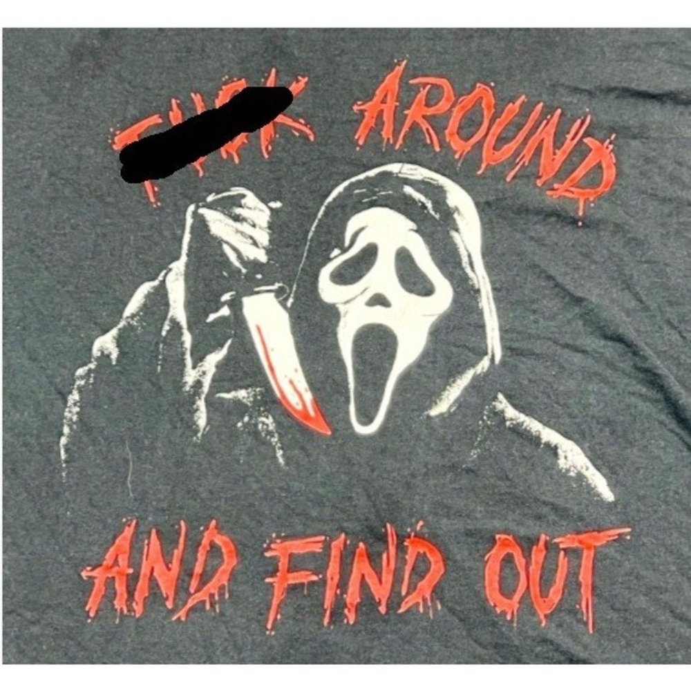 Ghost Face T Shirt Mens 2XL Black F*** Around And Find Out Horror Movie Graphic